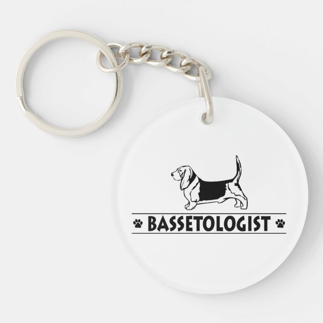 Funny Bassett Hound Dog Keychain (Front)