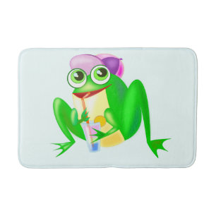 Funny Bath Mat with Happy Frog