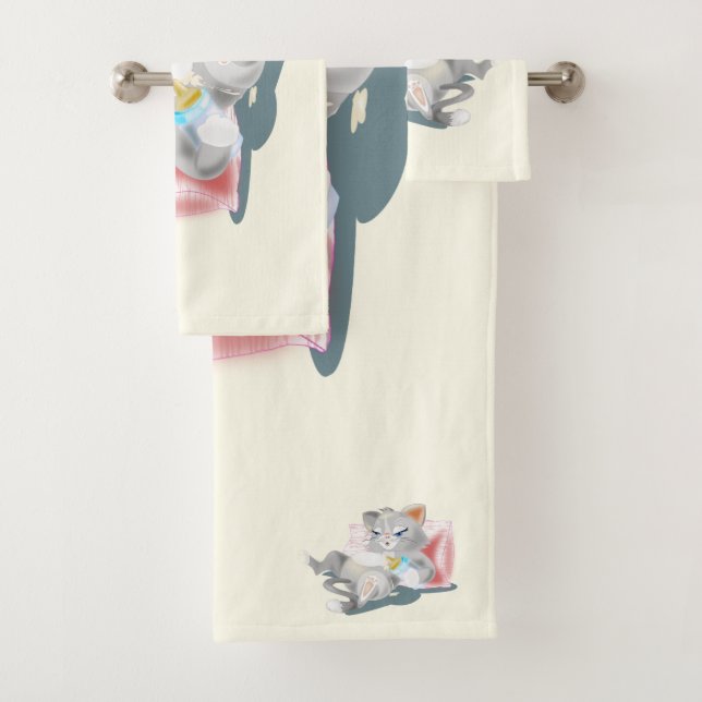 Funny Bath Towels with Baby Cat (Insitu)