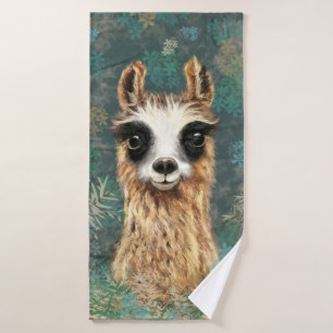 Funny Bath Towels with Curious Baby Llama