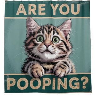 Funny Bathroom - Are You Pooping? Humourous Cat