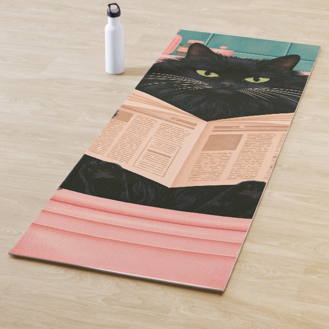 Funny Bathroom Black Cat  Yoga Mat (In Situ)