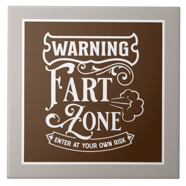funny bathroom fart zone word art tile (Front)