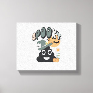 Funny Bathroom Humor Cute Retro Halloween Spooky P Canvas Print