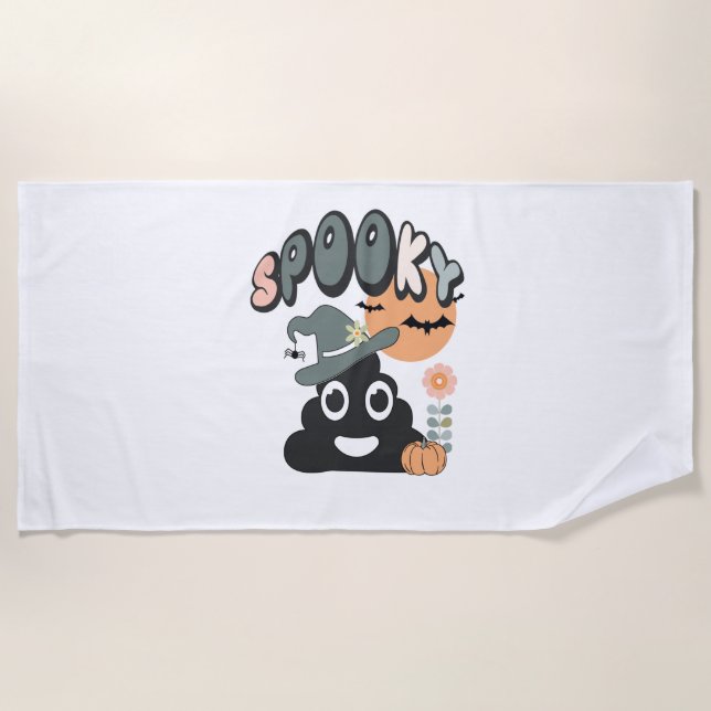 Funny Bathroom Humour Cute Retro Halloween Spooky  Beach Towel (Front)