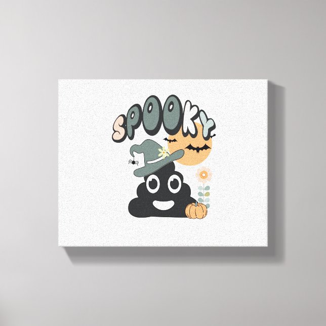 Funny Bathroom Humour Cute Retro Halloween Spooky  Canvas Print (Front)