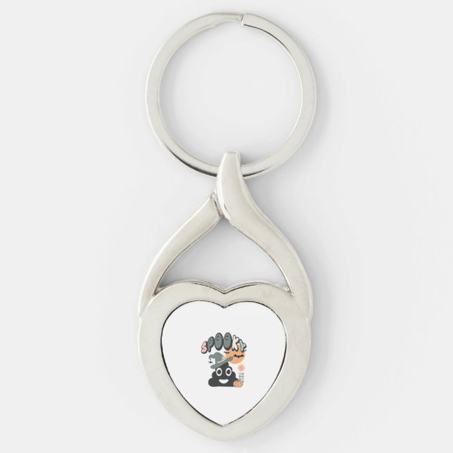Funny Bathroom Humour Cute Retro Halloween Spooky  Keychain (Front)
