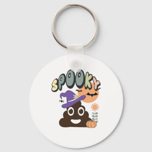 Funny Bathroom Humour Cute Retro Halloween Spooky Keychain