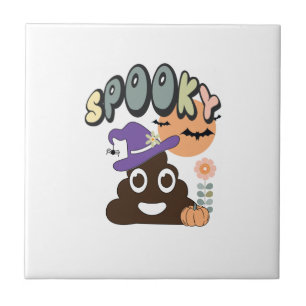 Funny Bathroom Humour Cute Retro Halloween Spooky Tile