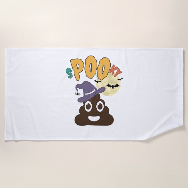 Funny Bathroom Humour Halloween Spooky Poo Design  Beach Towel (Front)