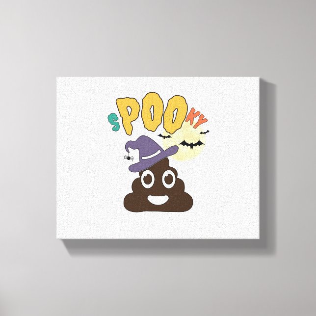 Funny Bathroom Humour Halloween Spooky Poo Design  Canvas Print (Front)