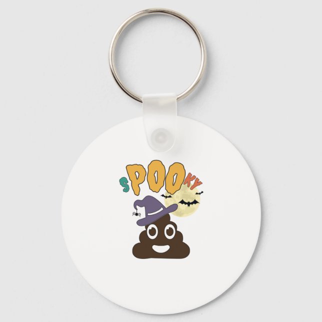Funny Bathroom Humour Halloween Spooky Poo Design  Keychain (Front)