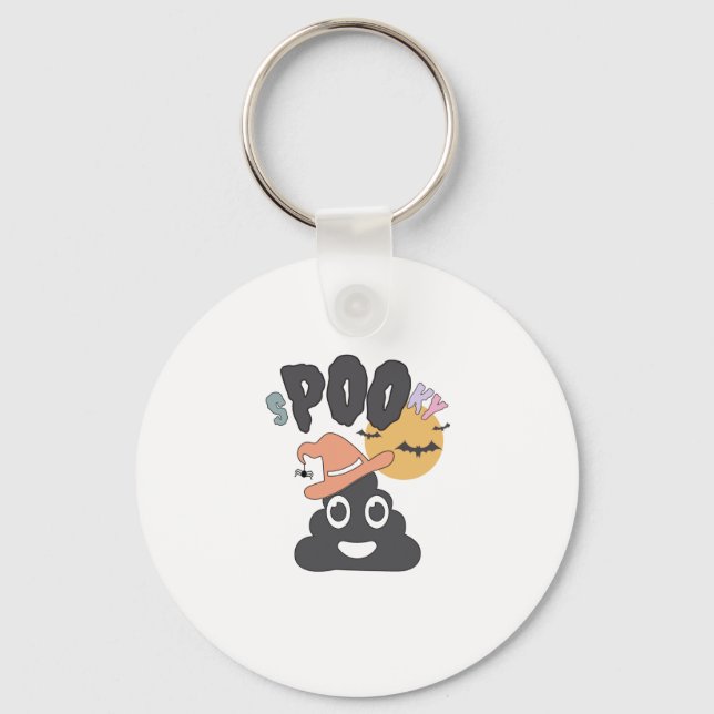 Funny Bathroom Humour Halloween Spooky Poo Design  Keychain (Front)