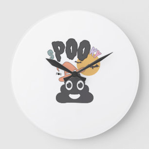 Funny Bathroom Humour Halloween Spooky Poo Design Large Clock