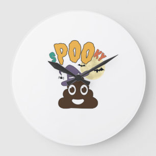 Funny Bathroom Humour Halloween Spooky Poo Design Large Clock