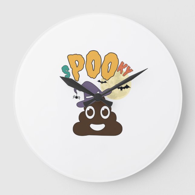 Funny Bathroom Humour Halloween Spooky Poo Design  Large Clock (Front)