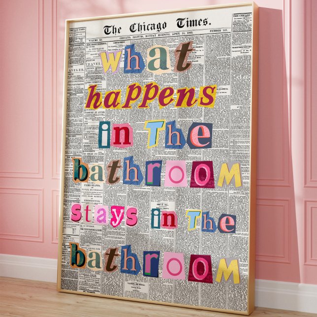 Funny Bathroom Retro Newspaper Typography Poster  (Creator Uploaded)