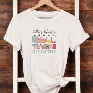 Funny Battery Life of a Teacher T-Shirt