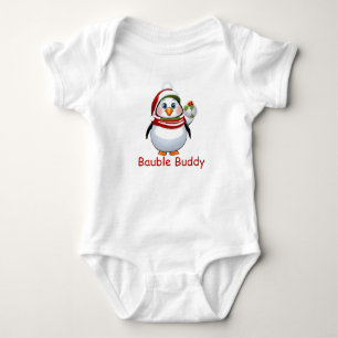 Funny Bauble Buddy Penguin Christmas  Baby Bodysuit