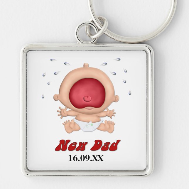Funny Bawling Baby for New Dad - Customize Keychain (Front)