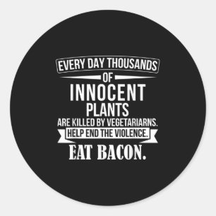 Funny Bbq Anti Vegetarian Quote - Meat Lover Bacon Classic Round Sticker