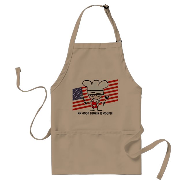 Funny BBQ apron for dad | Beige (Front)