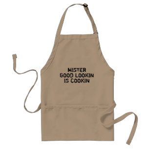 Funny BBQ apron for men   Mr good lookin is cookin