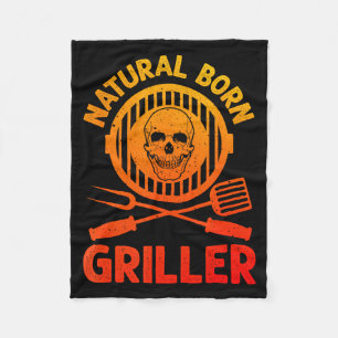 Funny Bbq Art For Men Women Grilling Meat Smoking  Fleece Blanket