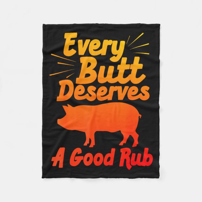 Funny Bbq Art For Men Women Grilling Meat Smoking  Fleece Blanket (Front)