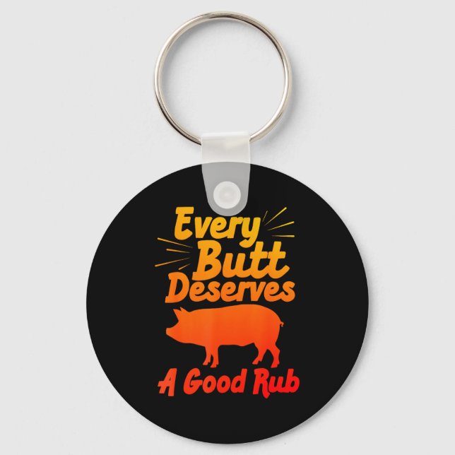 Funny Bbq Art For Men Women Grilling Meat Smoking  Keychain (Front)