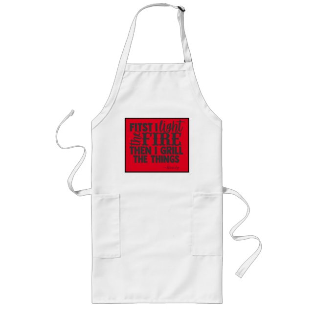 Funny BBQ Backyard Grill Humour Quote Personalize Long Apron (Front)