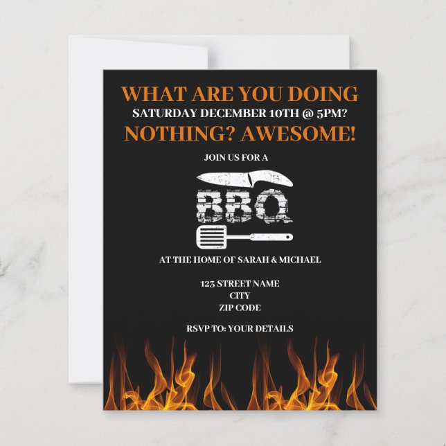 Funny BBQ Backyard Party Invitation (Front)