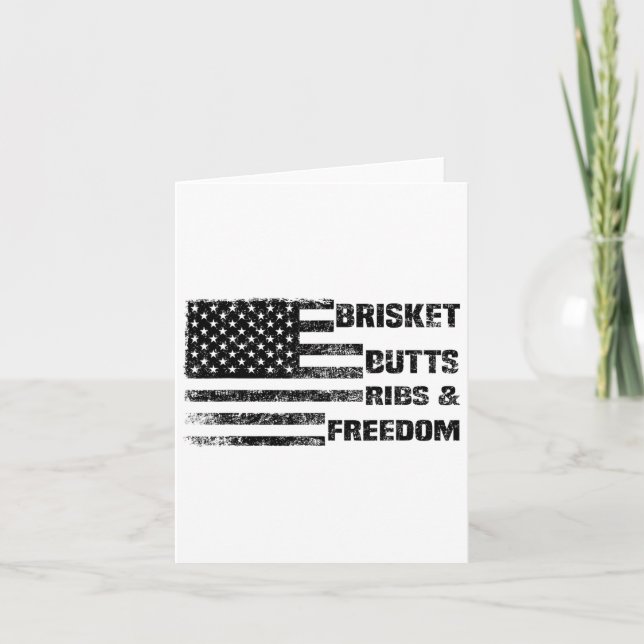Funny Bbq Brisket Butts Ribs And Freedom Bbq Ameri Card (Front)