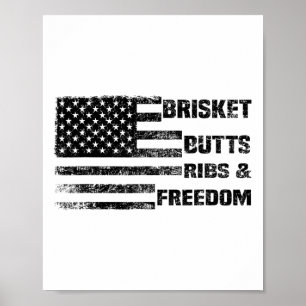 Funny Bbq Brisket Butts Ribs And Freedom Bbq Ameri Poster