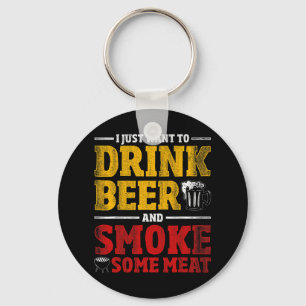 Funny Bbq Chef Beer Smoked Meat Lover Gift Grillin Keychain