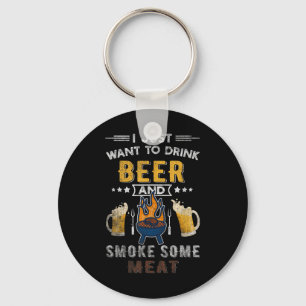 Funny Bbq Chef Beer Smoked Meat Lover Summer Quote Keychain