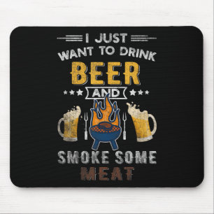 Funny Bbq Chef Beer Smoked Meat Lover Summer Quote Mouse Pad