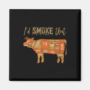 Funny Bbq Chef Smoked Meat Grill Master Gift Steak Magnet