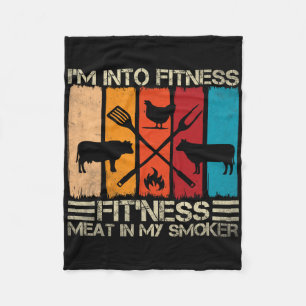Funny Bbq Fitness Meat Smoker And Bbq Lovers Fleece Blanket