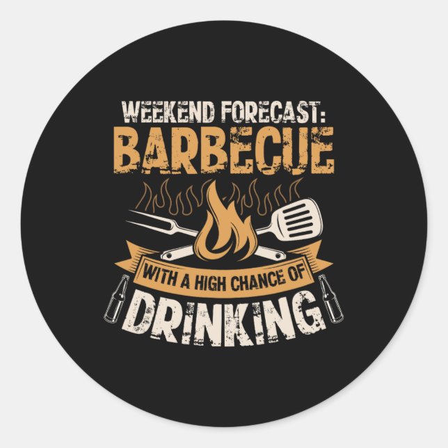 Funny Bbq Grill Chef Grilling Master Rbecue Lover  Classic Round Sticker (Front)