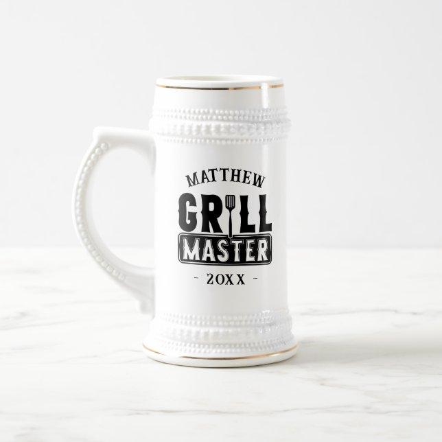 Funny BBQ Grill Master Personalized Barbecue King Beer Stein (Left)