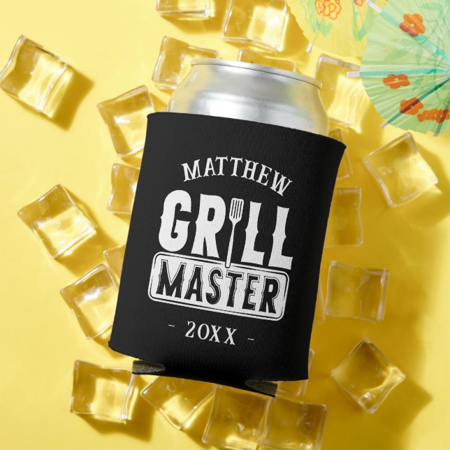 Funny BBQ Grill Master Personalized Barbecue King Can Cooler (In Situ Summer)