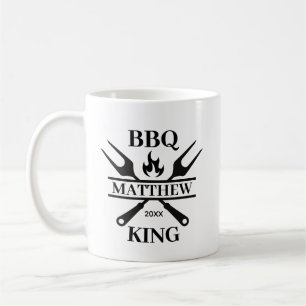 Funny BBQ Grill Master Personalized Barbecue King Coffee Mug