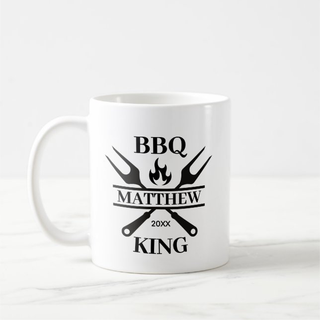Funny BBQ Grill Master Personalized Barbecue King  Coffee Mug (Left)