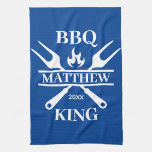 Funny BBQ Grill Master Personalized Barbecue King  Kitchen Towel