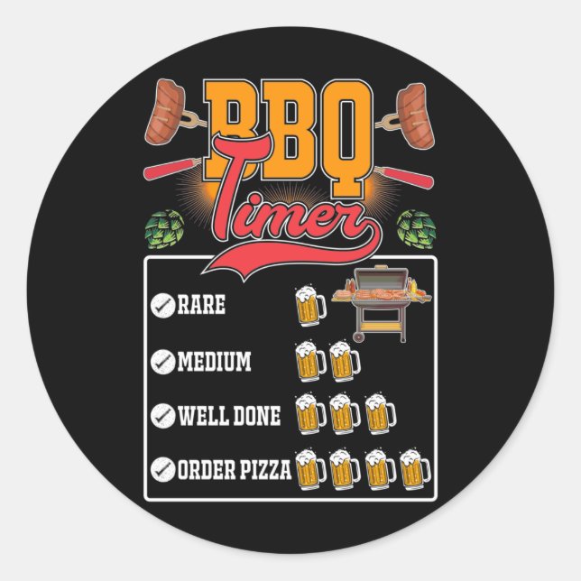 Funny BBQ Griller Meat Lover Barbecue Grilling Classic Round Sticker (Front)