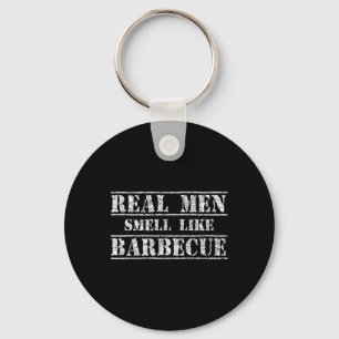 Funny Bbq Grilling Gift Shirt Real Men Smell Like Keychain