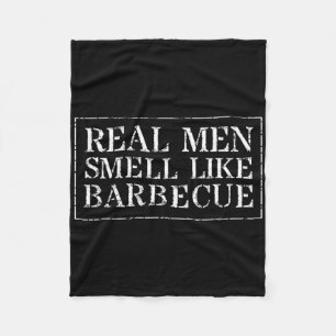 Funny Bbq Grilling Gift T Shirt Real Men Smell Lik Fleece Blanket