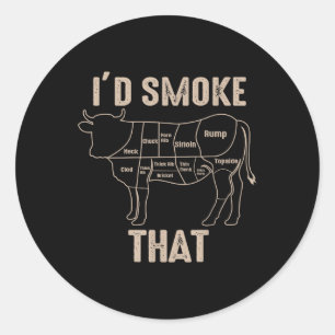 Funny Bbq Grilling Quote Cow Classic Round Sticker