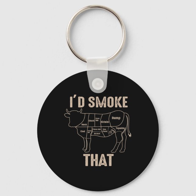 Funny Bbq Grilling Quote Cow  Keychain (Front)